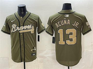 Ronald Acuña Jr Atlanta Braves olive jersey