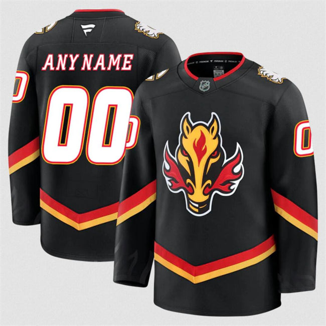 Custom Calgary Flames black Alternate jersey