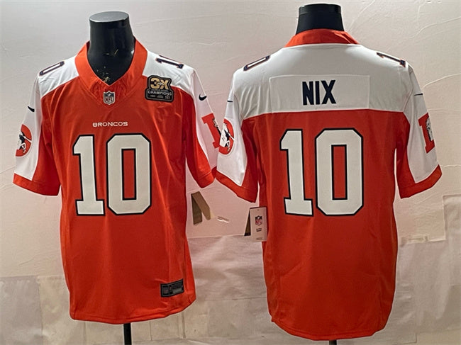 Bo Nix Denver Broncos orange Vapor jersey
