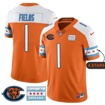 Justin Fields Chicago Bears orange City Edition jersey