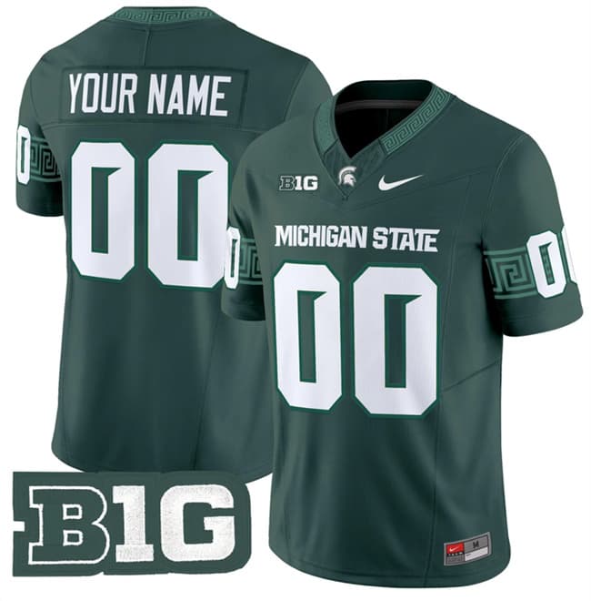 Custom Michigan State Spartans green Vapor jersey
