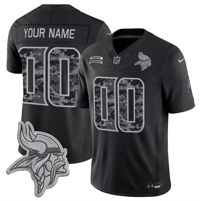 Custom Minnesota Vikings black Salute To Service jersey