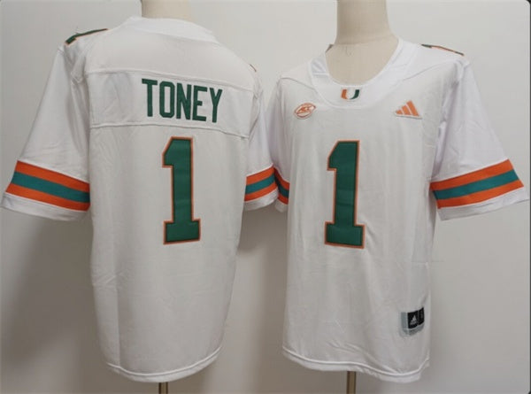 Malachi Toney Miami Hurricanes white jersey