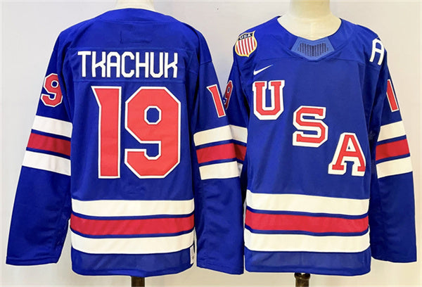 Matthew Tkachuk Team USA Hockey royal jersey
