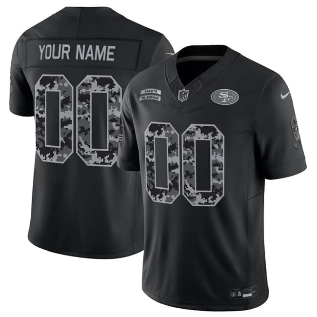 Custom San Francisco 49ers black Salute To Service jersey