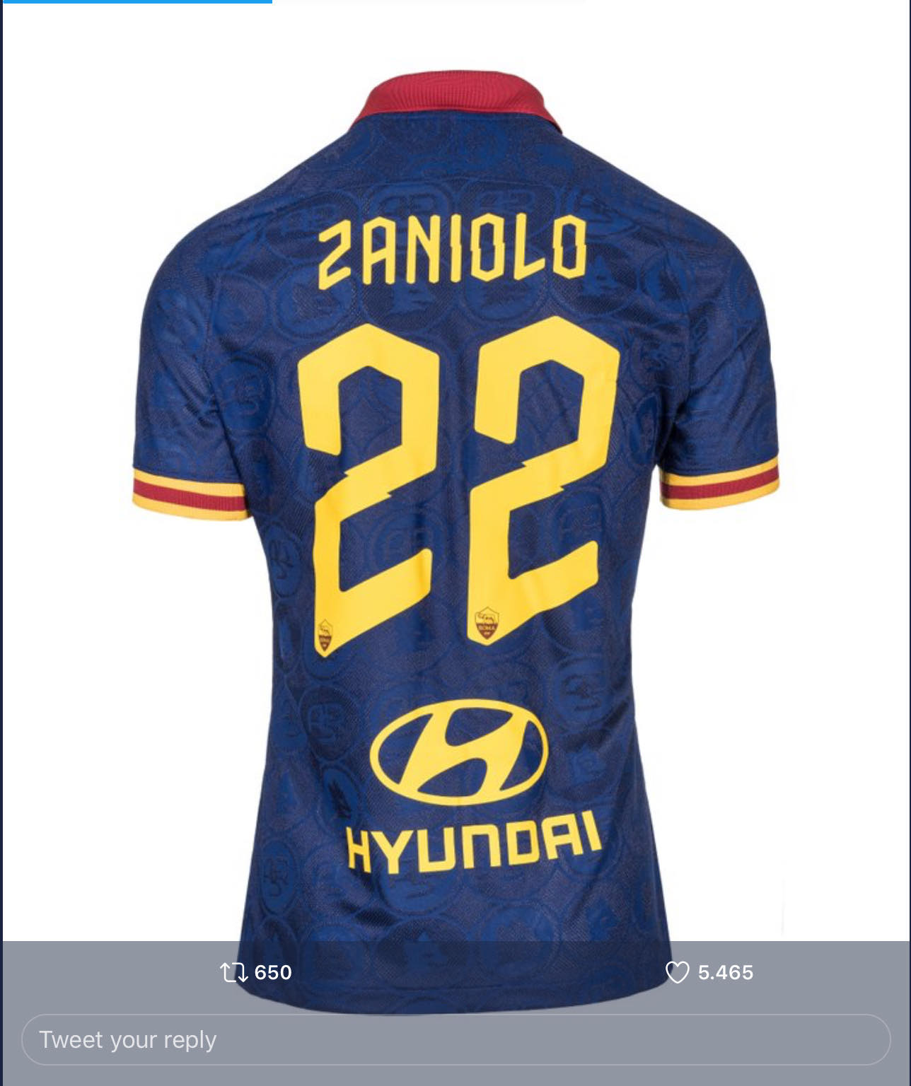 Nicolo Zaniolo AS Roma red Home jersey
