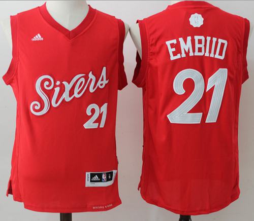 Joel Embiid Philadelphia 76ers red jersey