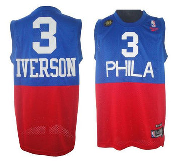 Allen Iverson Philadelphia 76ers red-blue Throwback jersey