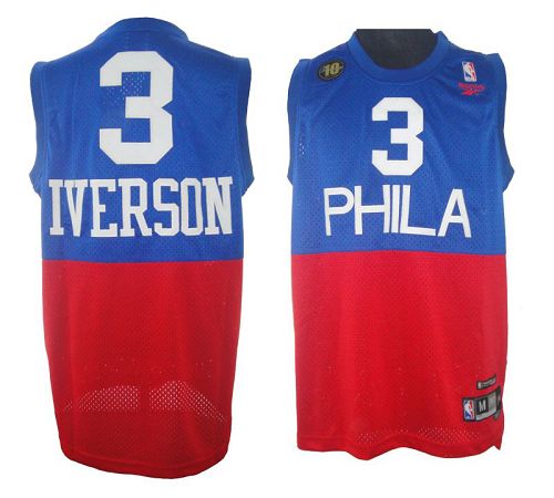 Allen Iverson Philadelphia 76ers red-blue Throwback jersey