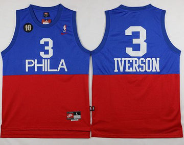 Allen Iverson Philadelphia 76ers red-blue Throwback jersey