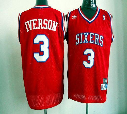 Allen Iverson Philadelphia 76ers red Throwback jersey