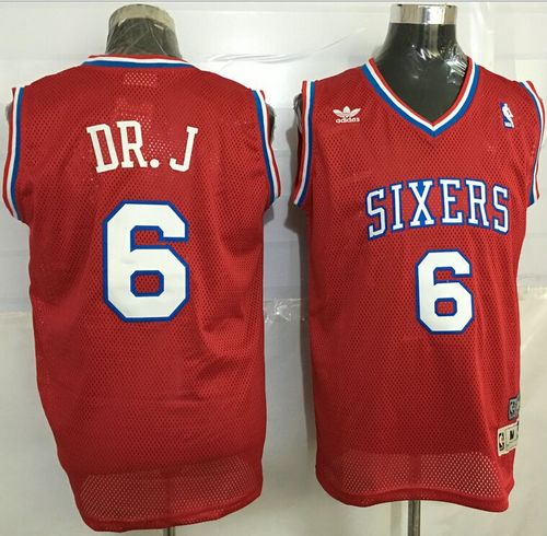Julius Erving Philadelphia 76ers red Throwback jersey