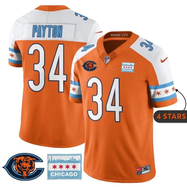 Walter Payton Chicago Bears orange City Edition jersey
