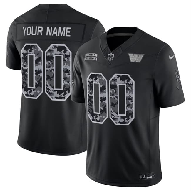 Custom Washington Commanders black Salute To Service jersey