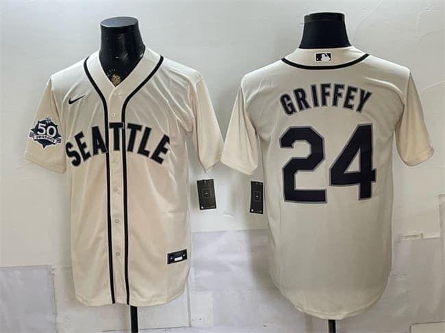 Ken Griffey Jr Seattle Mariners cream Alternate jersey