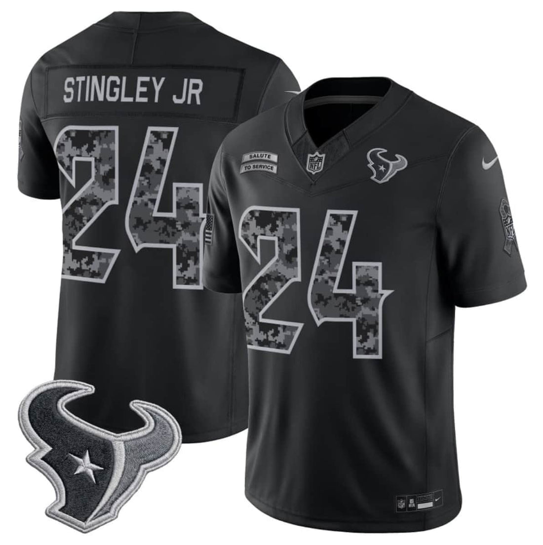 Derek Stingley Jr Houston Texans black Salute To Service jersey