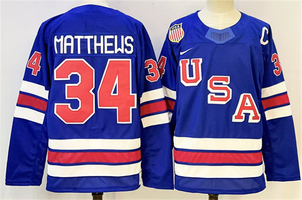 Auston Matthews Team USA Hockey royal jersey