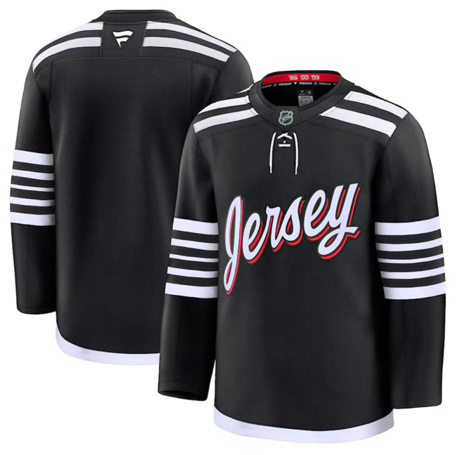 Custom New Jersey Devils black Alternate jersey
