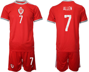 Allen Wales National Team red Home jersey