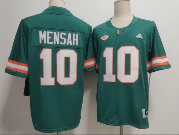 Darian Mensah Miami Hurricanes aqua jersey