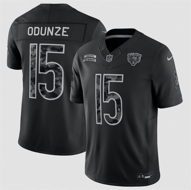 Rome Odunze Chicago Bears black Salute To Service jersey