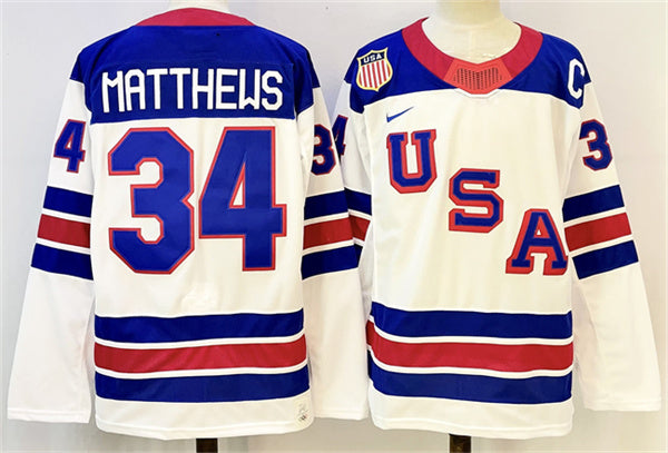Auston Matthews Team USA Hockey white jersey