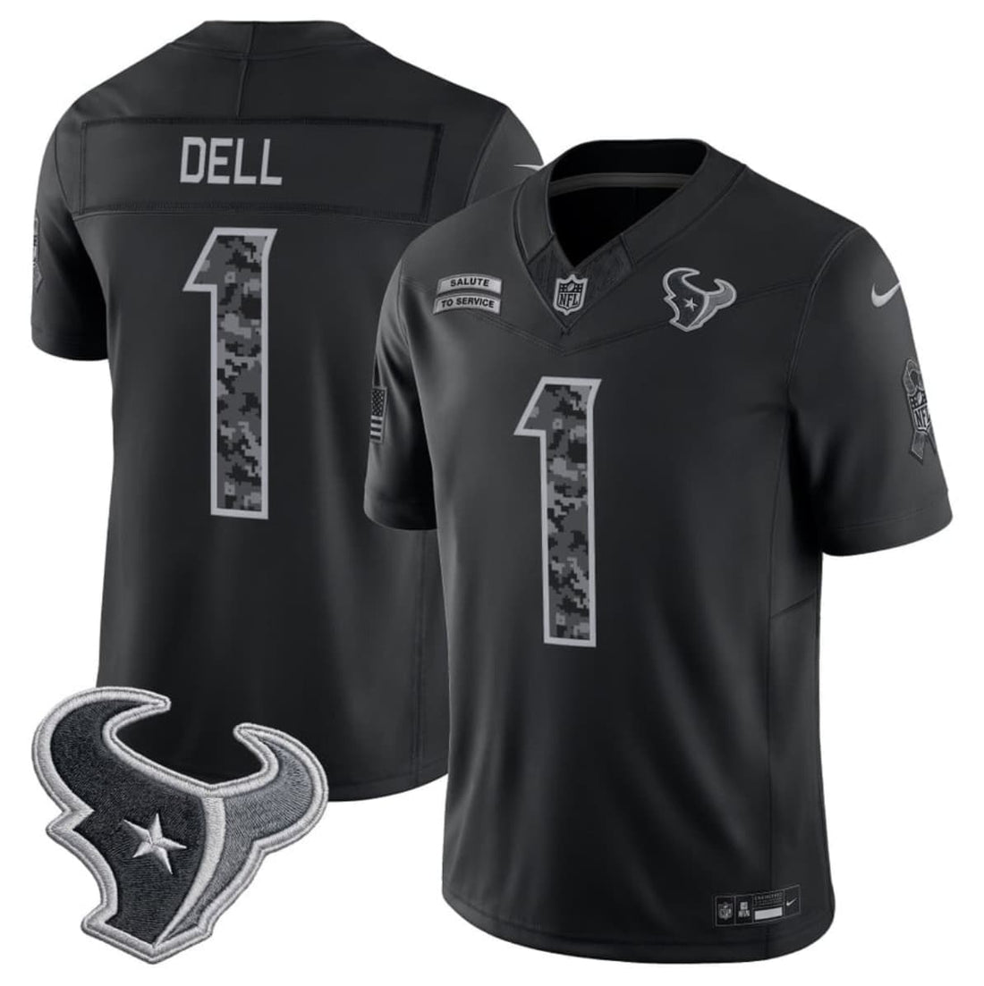 Tank Dell Houston Texans black Salute To Service jersey