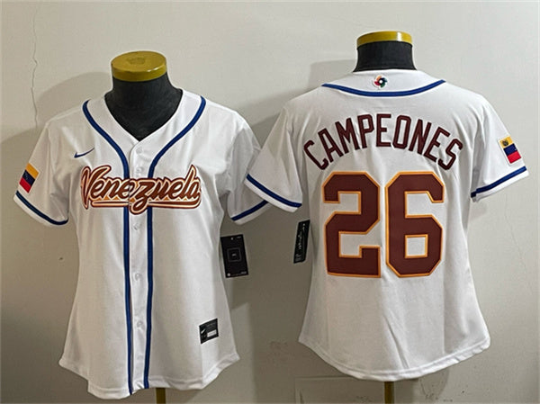 Campeones Venezuela Baseball white Classic jersey
