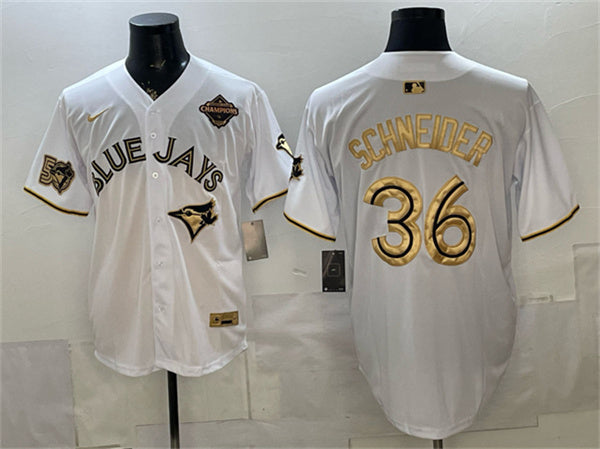 Davis Schneider Toronto Blue Jays white Limited jersey