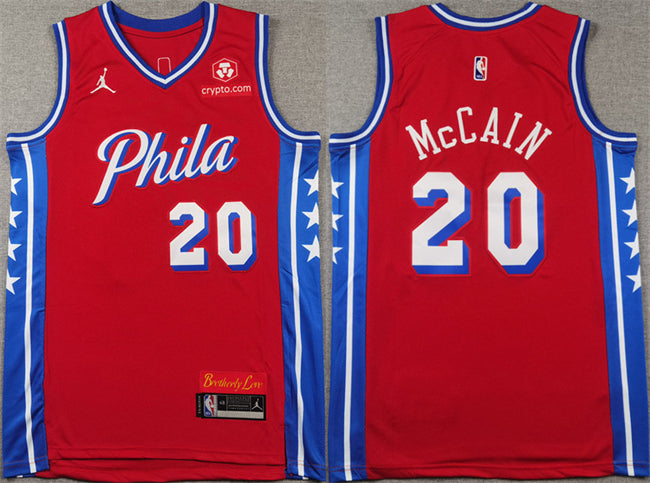 Jared McCain Philadelphia 76ers red jersey