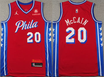 Jared McCain Philadelphia 76ers red jersey