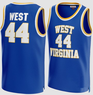 Jerry West West Virginia Mountaineers blue jersey