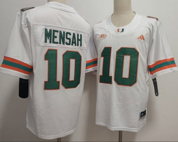 Darian Mensah Miami Hurricanes white jersey
