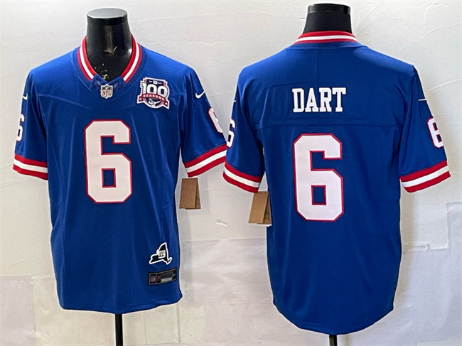 Jaxson Dart New York Giants royal Vapor jersey