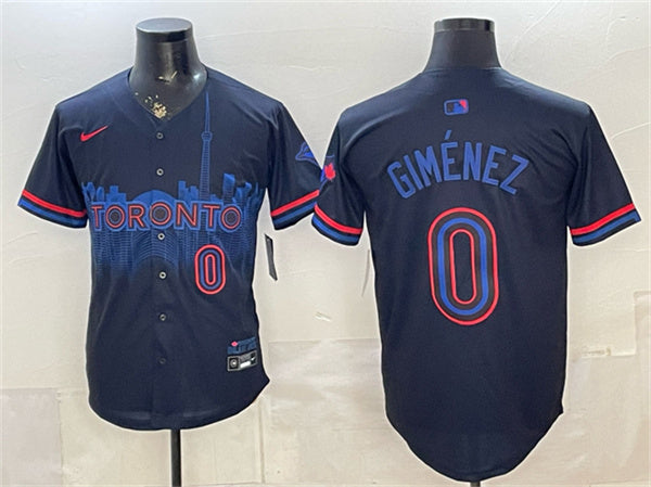 Andrés Giménez Toronto Blue Jays navy City Connect jersey