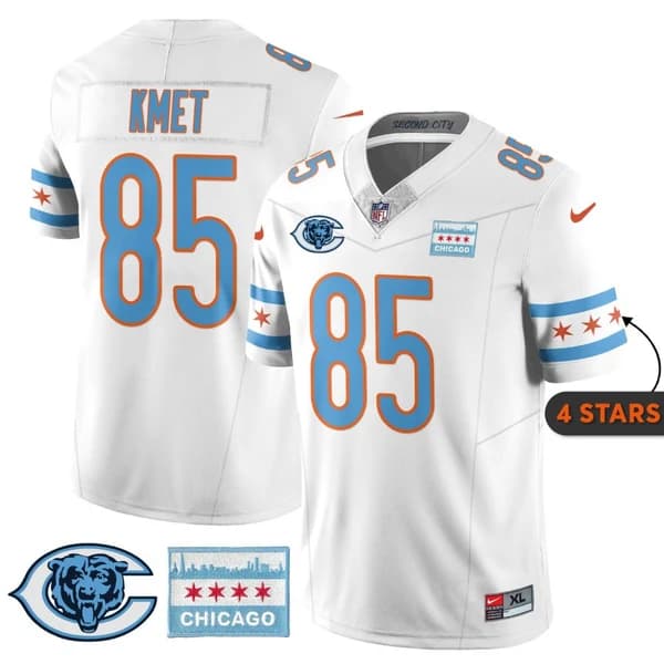 Cole Kmet Chicago Bears white City Edition jersey