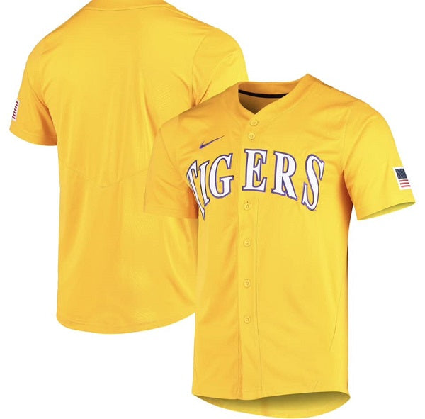 Custom LSU Tigers gold Vapor jersey