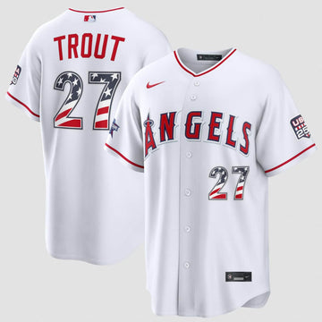 Mike Trout Los Angeles Angels white All-Star jersey