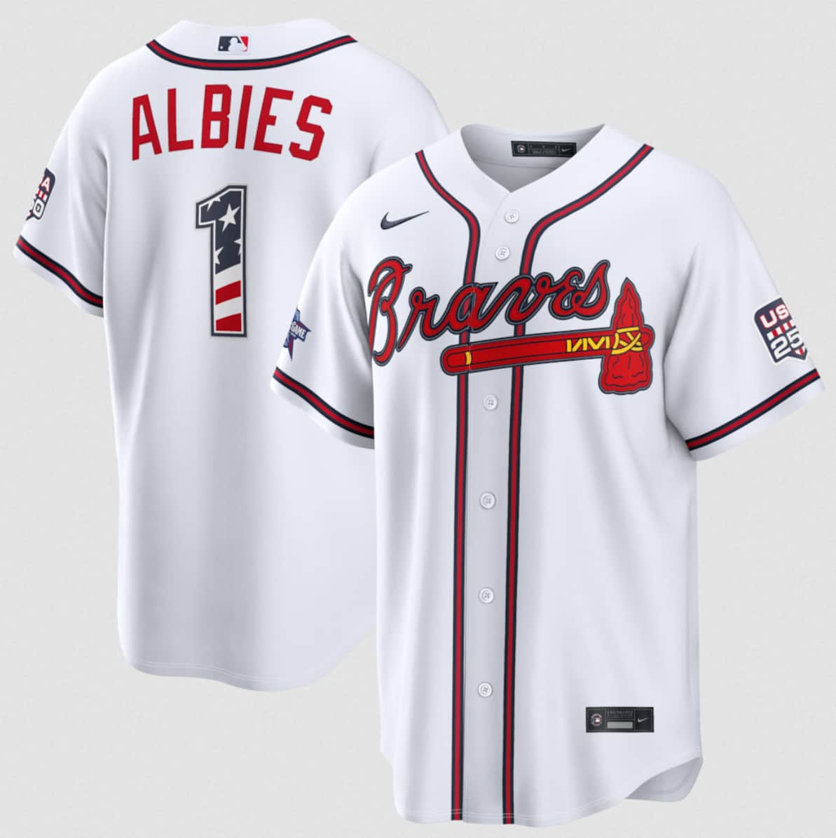 Ozzie Albies Atlanta Braves white All-Star jersey
