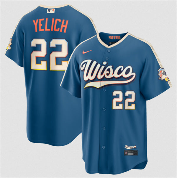 Christian Yelich Mineral Milwaukee Brewers blue City Connect jersey