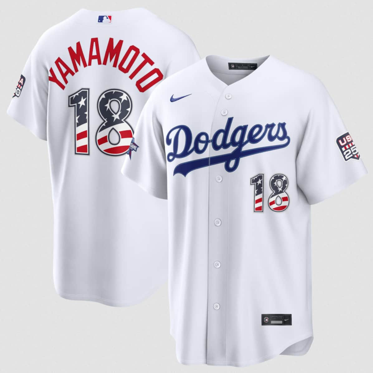 Yoshinobu Yamamoto Los Angeles Dodgers white All-Star jersey