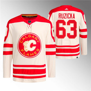 Adam Ruzicka Calgary Flames cream Classic jersey
