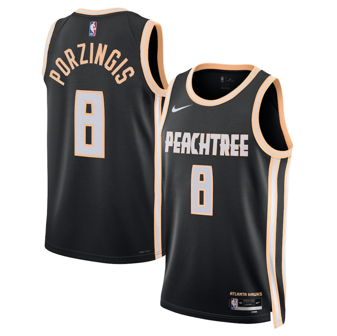 Kristaps Porzingis Atlanta Hawks black City Edition jersey