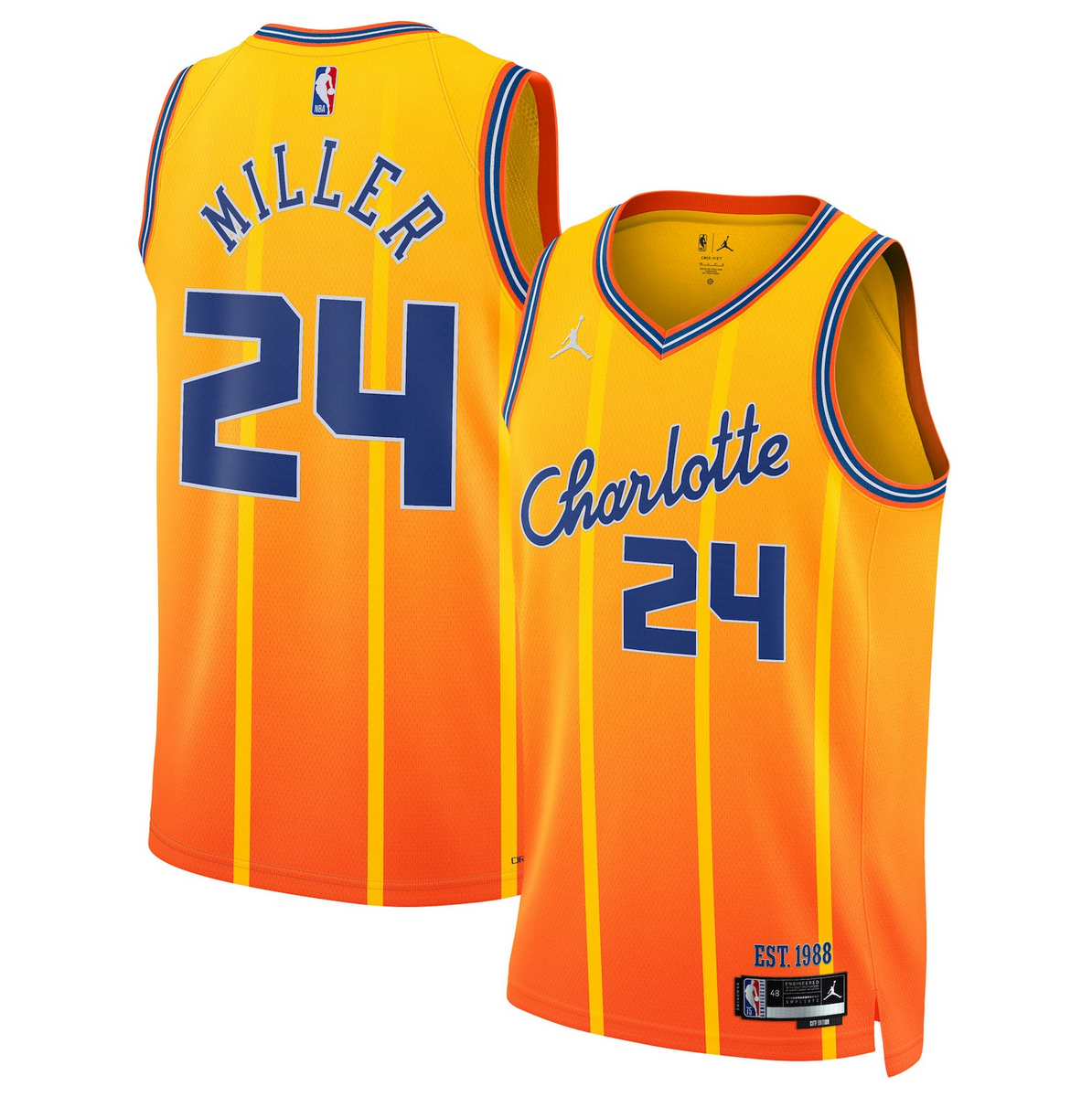 Brandon Miller Charlotte Hornets gold City Edition jersey