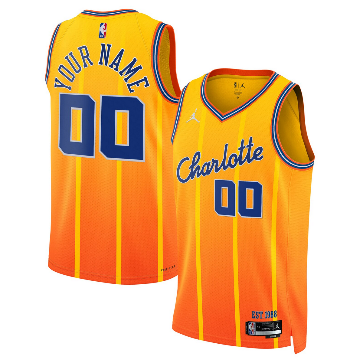 Custom Charlotte Hornets gold City Edition jersey