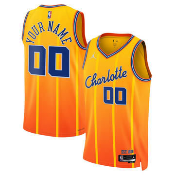 Custom Charlotte Hornets gold City Edition jersey