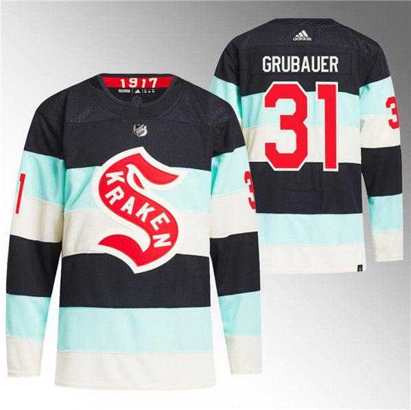 Philipp Grubauer Deep Sea Seattle Kraken blue Winter Classic jersey