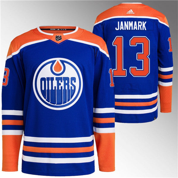 Mattias Janmark Edmonton Oilers royal jersey
