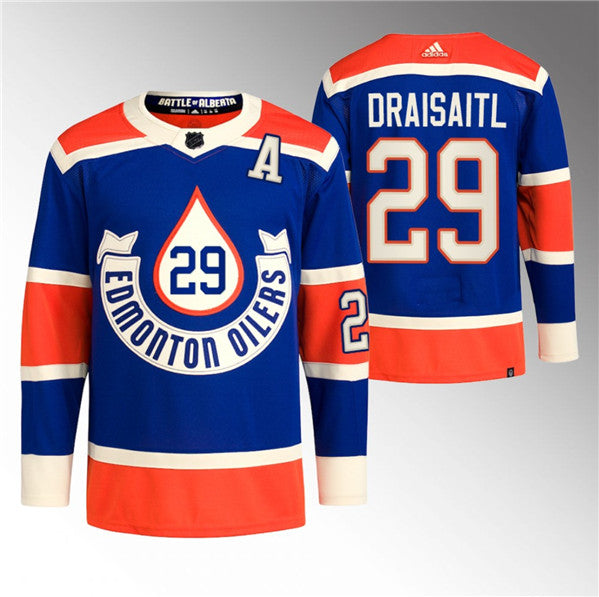 Leon Draisaitl Edmonton Oilers royal Heritage jersey