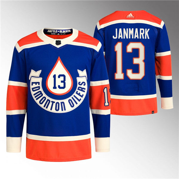 Mattias Janmark Edmonton Oilers royal Heritage jersey